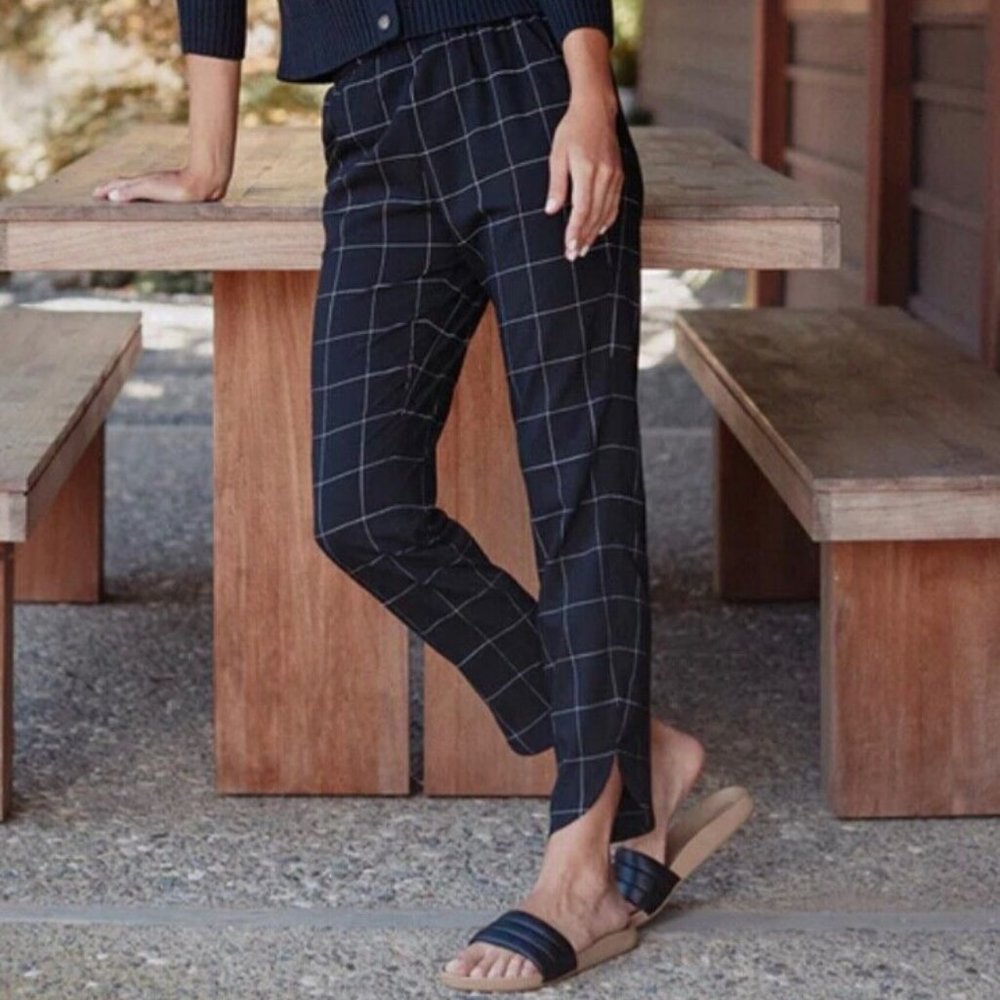 Marine Layer Allison Pant Black Windowpane Pattern Size Small Ankle Length